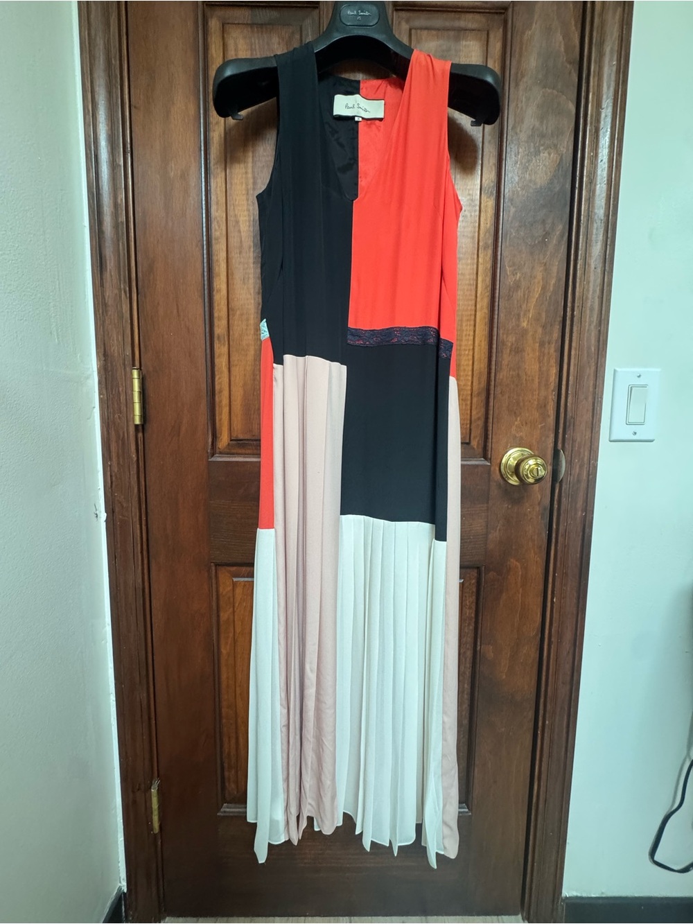 Paul Smith SS2013 Runway Silk Colorblock Pleated Maxi Dress Sz 38 - US 4-6